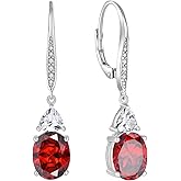 Rocayi Oval Dangle Drop Earrings for Women 925 Sterling Silver Leverback Earrings Birthstone Jewelry Gifts for Her