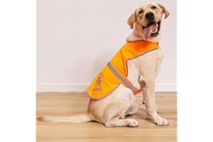 IDOU Reflective Dog Vest,High Visibility Orange Dog Vest,Dog Safety Vest for Walking, Jogging or Training L