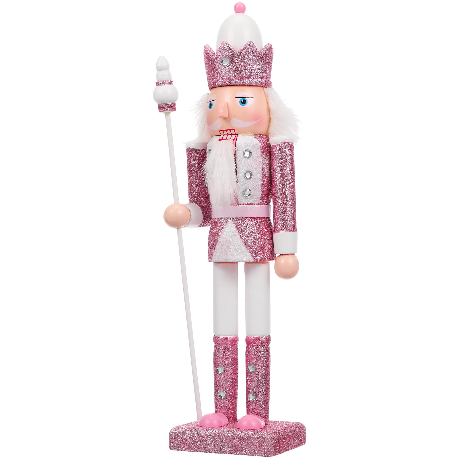 BESPORTBLE 12in Pink Nutcracker Soldier Nutcracker - Christmas Decorations Figurines Christmas Soldier Festive Glitter Ornaments or Festival Party Outdoor Xmas (Pink)