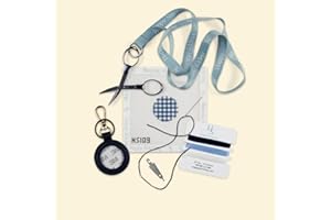 Plaid Circle Key Fob Needlepoint Kit - Happy Stitching All-in-One, Self-Finishing Needlepoint Kit