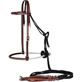 Professional's Choice Ranch Jr Horse Loping Hackamore | Latigo Leather Noseband, Hand-Laced Cover, 7/16" Cord Reins with Poppers