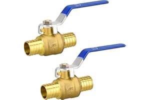 PXZBLG 1" PEX Ball Valves, 2 Pack PEX Brass Full Port Shut Off Ball Valve, Full Port Shut-off Ball Valve, Full Port Water Stop Shut Off, Water Shut Off Valve