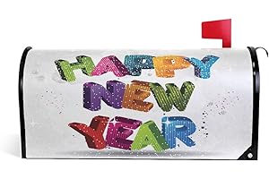 WOOR Happy New Year Magnetic Mailbox Cover Standard Size for Garden Yard Outdoor Decorations-18 x 20.8"