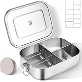 GOLDEN KEY 47QZ Stainless Steel Bento Box with 5 Compartments,1400ml Large & Thickened Metal Lunch Box for Kids or Adults,Eco-friendly Leak-Proof Container with Lockable Clips