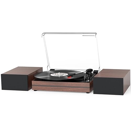 Record Player for Vinyl with External Speakers, Belt-Drive