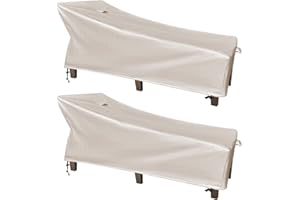 SIHAIAN Patio Lounge Chair Cover Waterproof Outdoor Chaise Lounge Covers UV Resistant Special fixed design 78Lx32Wx35H Beige 2Pack Patio Furniture Covers