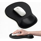 Gel Mouse Pad with Wrist Rest, Ergonomic Concave Wrist Support Mousepad with Non-Slip PU Base &amp; Smooth Surface Comfortable Desk Accessories Mat for Office, Home Gaming and Study (01 Black)
