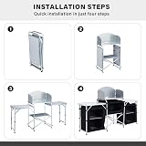 Warmiehomy Folding Camping Storage Cupboard with Aluminium Frame 3+1 Black view 5