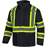 VENDACE 3 in 1 Hi Vis Reflective Safety Jackets for Men Waterproof Class 3 High Visibility Work Jacket with Padded Liner