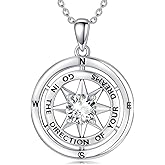 Plesitep Compass Necklace for Women Compass Pendant Necklace Graduation Compass Jewelry Women Gifts