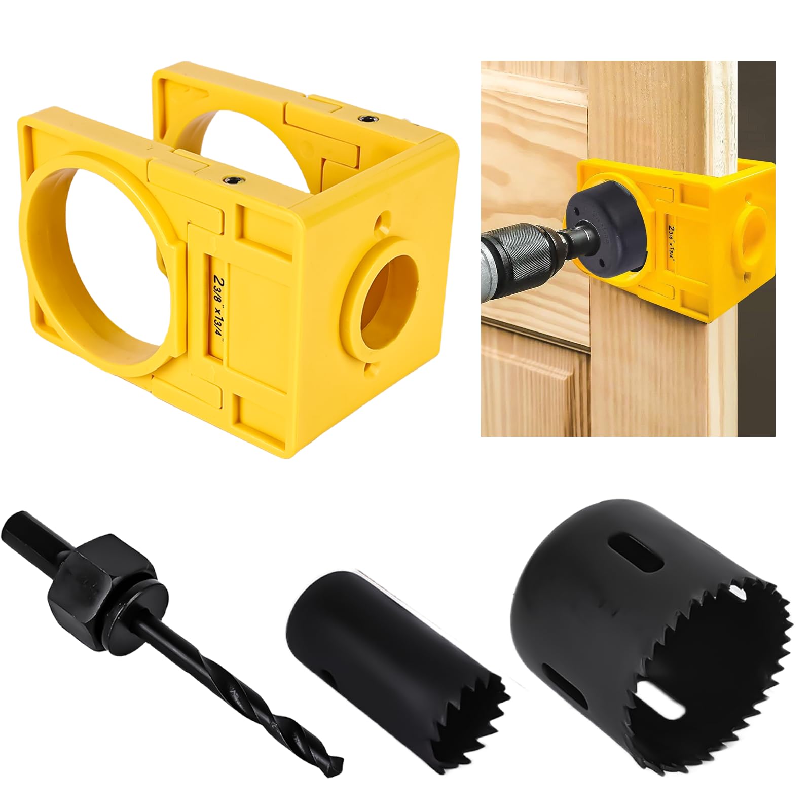 Wooden Door Lock Installation Kit: 4-Piece Set Including Door Lock Hole Saw, Lockset Installing Tool, Fitting Tool for Wooden Doors