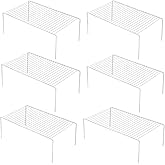 GEDLIRE Kitchen Cabinet Shelf Organizer Set of 6, Medium (13 x 9.4 inch) Metal Wire Pantry Storage Shelves, Dish Plate Racks for Cabinets, Freezer, Counter, Cupboard Organizers and Storage, White