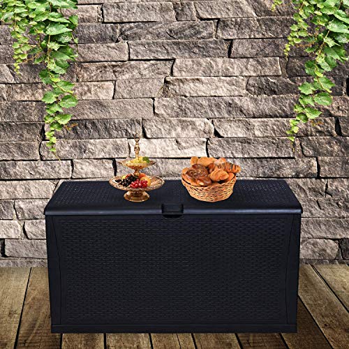 Wonlink Wicker Storage Trunk, Patio Storage Box,120 Gallon Deck Box