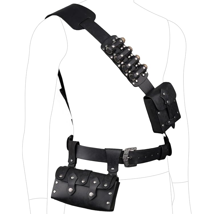 a-r Armure d'épaule en cuir réglable pour Halloween, boucles d