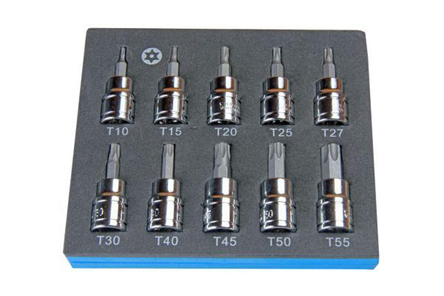 US Pro Bergen 10Pc 3/8 Drive 48mm Long S2 Tamper Proof Torx Bit Socket Set T10 - T55