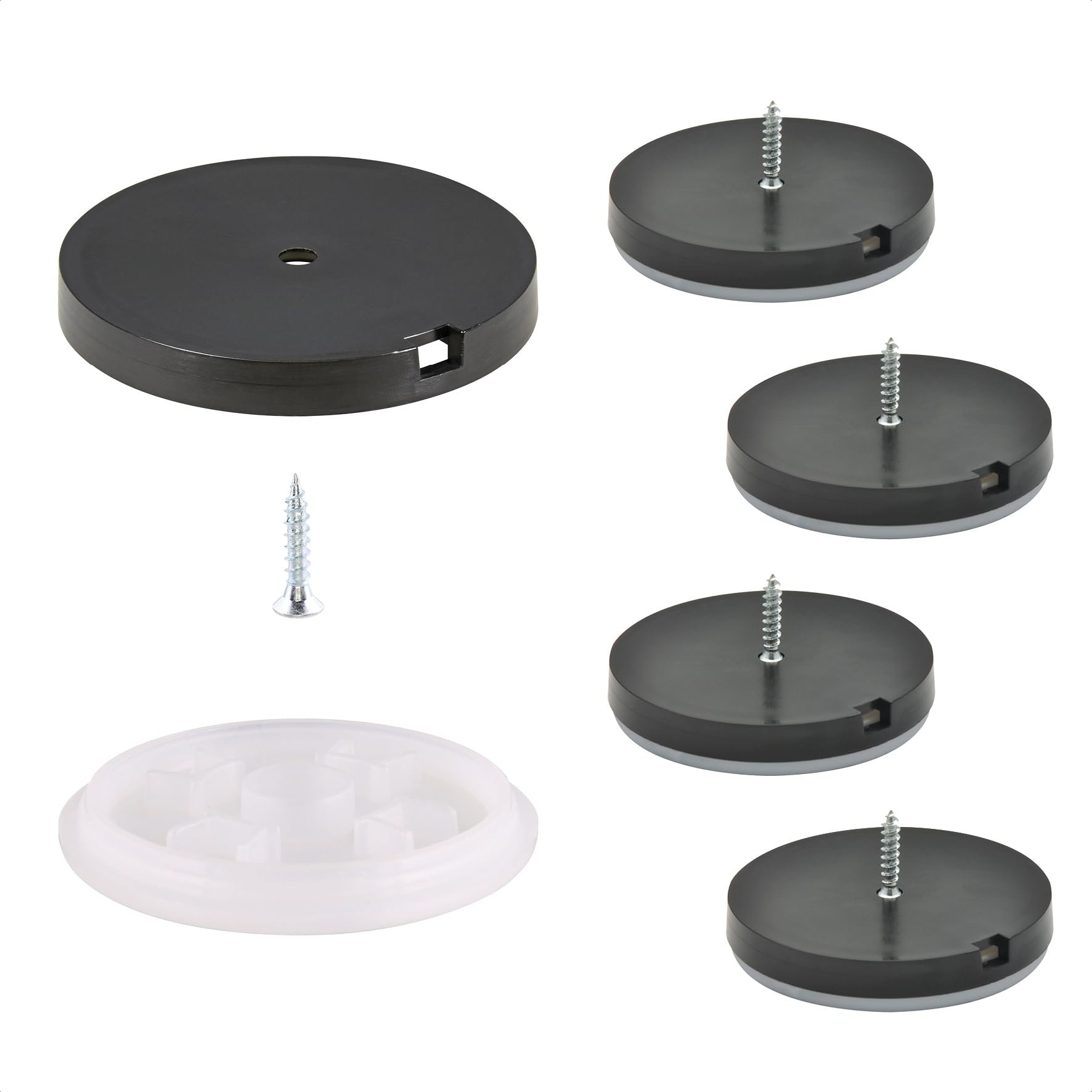 WAGNER QuickClick® Stop glides furniture glides elastomer rubber I 4pcs. set to screw on I 4x base+screw+glide insert anti-slip replaceable - STOP - diameter Ø 50 mm - Made in Germany - 15804800