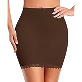 DERCA Half Slips for Women Under Dress Non Cling Lace Trim Slip Skirt Above Knee Underskirt for Dresses
