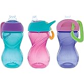 Nuby No-Spill Clik-It Soft Spout Sippy Cup with Carabiner Clip - (3-Pack) 10 oz - Baby Sippy Cup for 6+ Month Old with Easy G