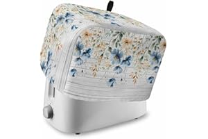 Gavrelixora Spring Floral Toaster Cover 2 Slice, Weeping Blue Botanical Kitchen Appliance Covers with Pocket & Loop, Summer Flower Vintage Polyester Bread Machine Covers Dust & Fingerprint Protection