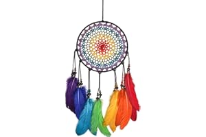WisePoint Dream Catcher Wall Decor Kit, Handwoven with Feathers and Beads Pendant, for Girls' Bedroom and Living Room Decorat