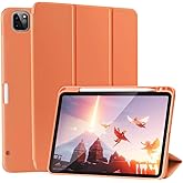 SIWENGDE Case for iPad Pro 11 Inch 4th/3rd/2nd Generation 2022/2021/2020 with Pencil Holder [Support iPad 2nd Pencil Charging] Slim Trifold Stand Smart Protective Cover, Auto Wake/Sleep(Orange)