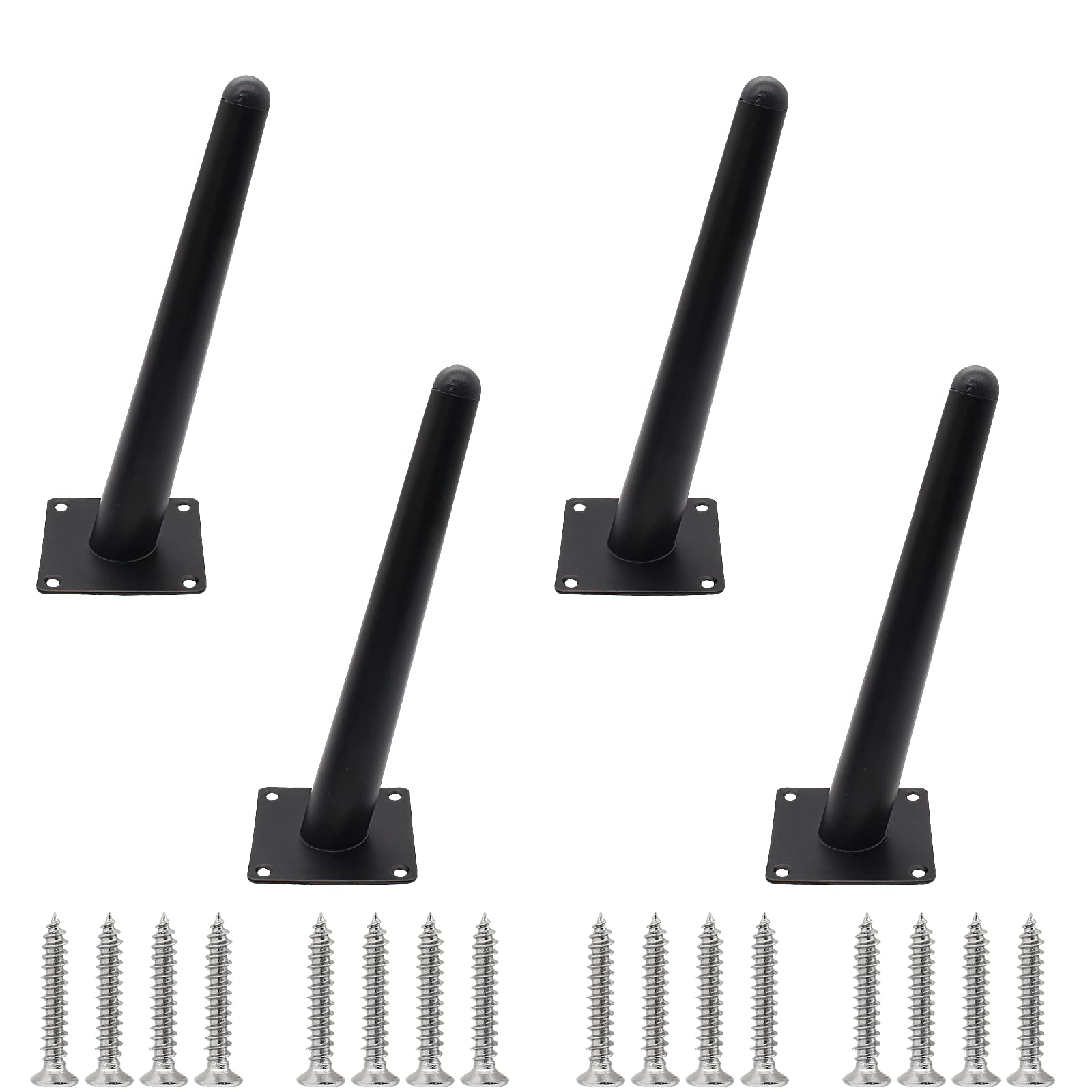 Cjueiom 8 Inch / 20cm Oblique Furniture Legs Black Sofa Set of 4, Mid-Century Couch Heavy Duty Coffee Table Legs, Tapered Chair Feet Metal Cabinet Replacement for Cupboard Ottoman (CJ153)