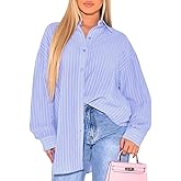 Women's Button Down Shirts Striped Dress Shirt Long Sleeve Collared Casual Blouses Tops