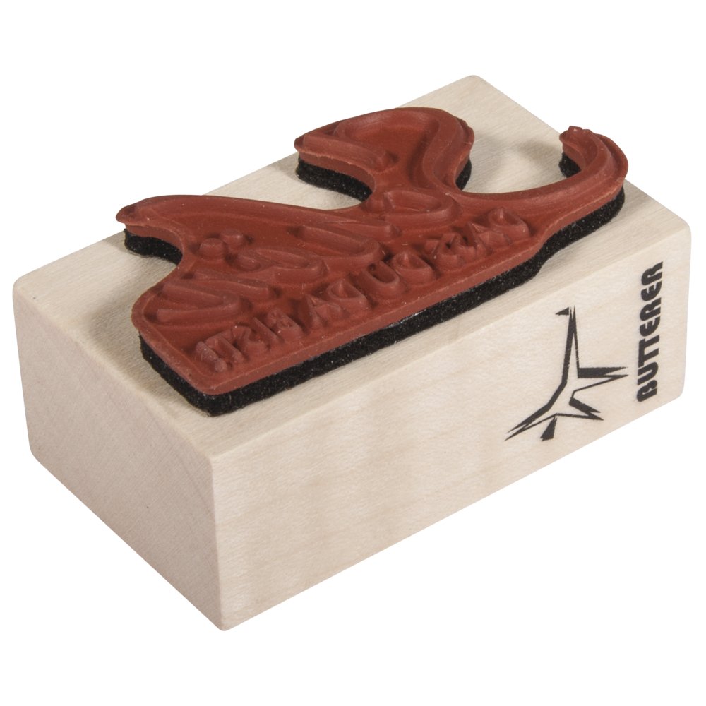 Rayher Wood Mounted Rubber Stamp with Phrase for DIY Thank You Notes, Wedding Table Decorations and Favour Boxes, Stamp for Card Making, Craft Stamp for Scrapbooking, Butterer, 3cmx5cm, 28422000