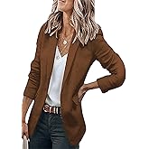 GORIFE Women's Casual Long Sleeve Button Lapel Blazer Jacket Loose Solid Color Work Office Blazer Coat