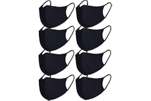 Fecedy 8pcs/Pack Black Face Mask Windproof Dustproof Face Masks Breathable Reusable Washed for Outdoor Sport Half Face Earloo