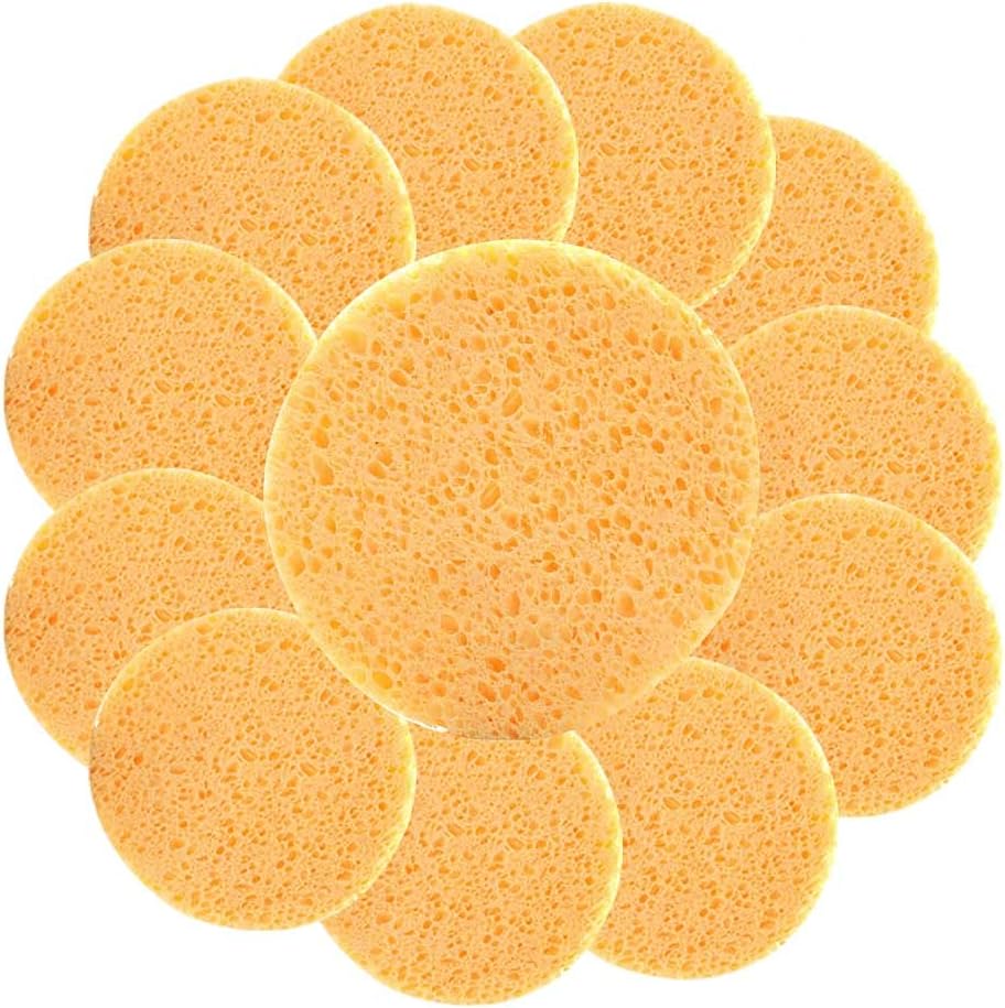 Zngou 12Pcs Large Facial Sponges Reusable Natural Cellulose Pads for Face Wash