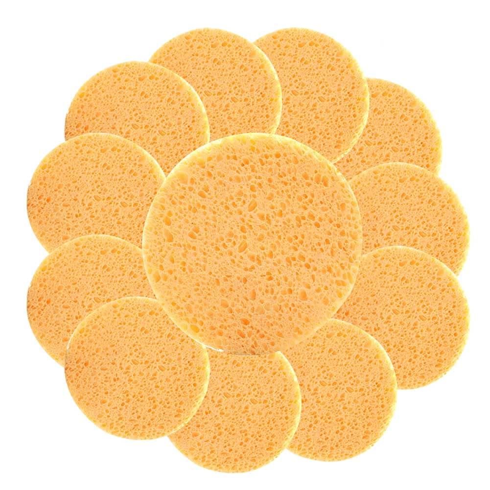 12Pcs Large Facial Sponges Reusable Natural Round Puff Mask Cleansing Sponges Make Up Remover Cellulose Pads for Face Wash Facial Cleaning SPA