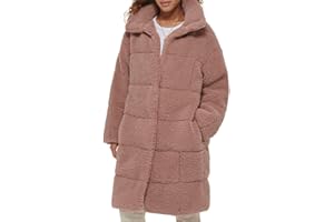 Levi's Women's Long Length Patchwork Quilted Teddy Coat, Mauve, Small