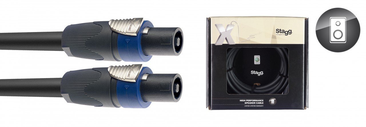 Stagg 10 m/4 x 4.0 mm 2/11GA X Series Professional Speaker Cable - Black