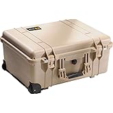 Pelican 1560 Watertight Hard Case with Cubed Foam Interior & Wheels - Desert Tan