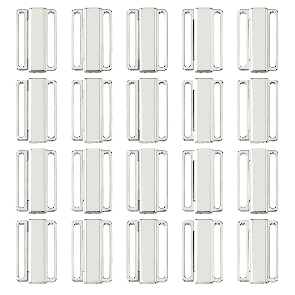 SUPERFINDINGS 20 Pcs Bra/Bikini Hook Closure Bikini Clips Alloy Lingerie Front Closure Bathing Suit Replacement Clasp Swimsuit Adjustment Slides for DIY Craft Bra Making Lingerie