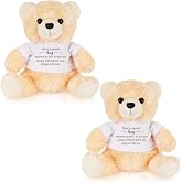 Deekin 2 Pcs Sympathy Gift Small Bear 9.8 Inch Plush Stuffed Animal with a Bear Hug Sign Condolences Memorial Loss of Loved Ideal Gift for Funeral Birthday Baby Showe(Beige, White)