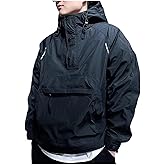 Uillui Men's Anorak Pullover Quarter-Zip Hooded Jacket Waterproof Lightweight Windbreaker Outdoor Golf Rain Jacket Hoodies