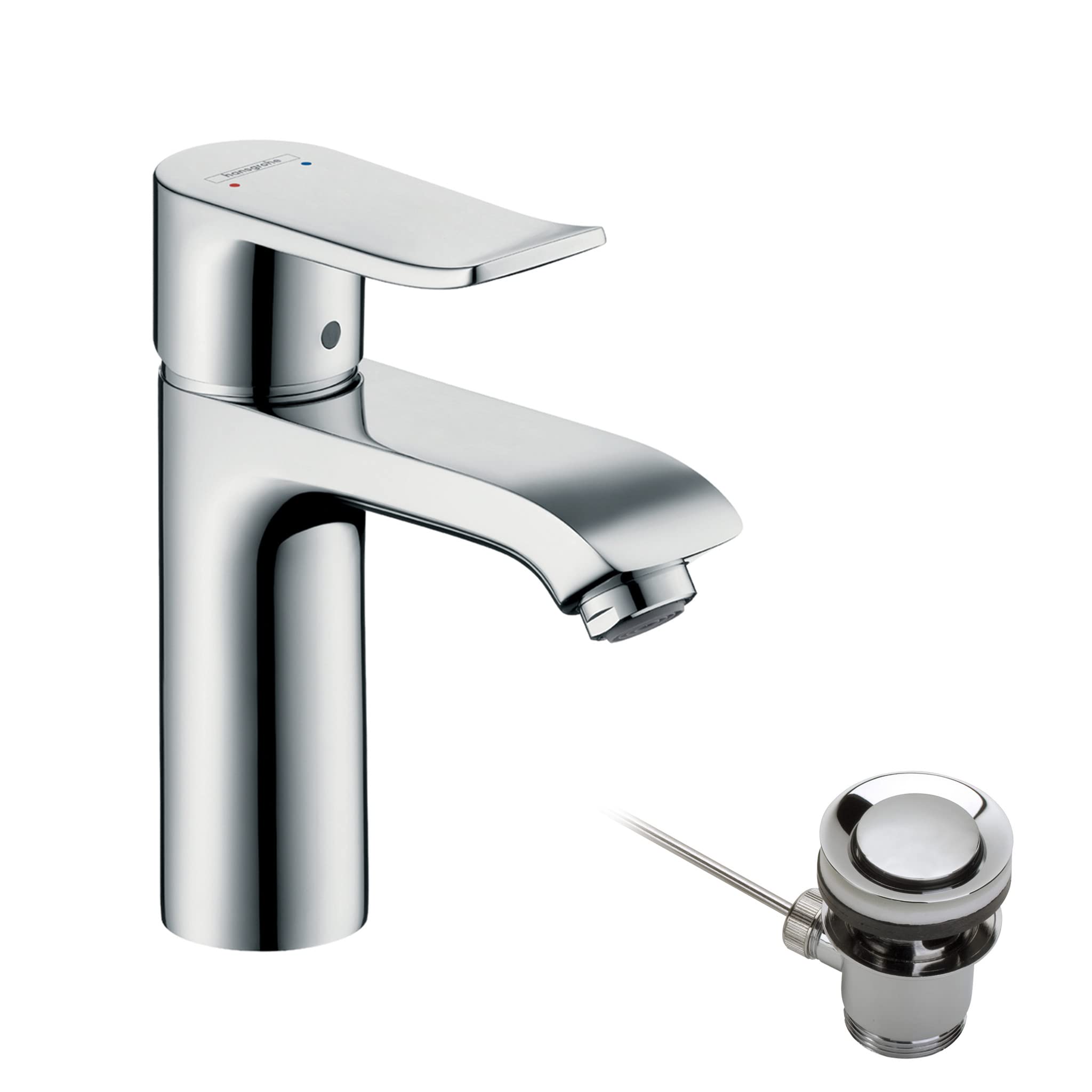 hansgrohe Metris basin mixer tap 110 with CoolStart energy saving function and pop up waste, chrome 31121000