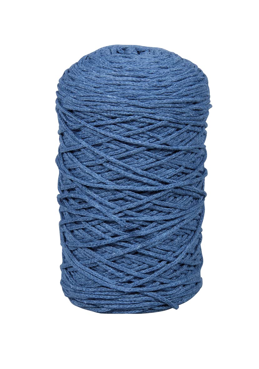 Rayher Braidy Recycling Yarn for Crafts and Decorations, Crochet Yarn, Macrame Cord with a Diameter of 2mm, 250m, jeans blue, 42009372