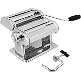 GOURMEX Pasta Maker Machine Stainless Steel Manual | With Adjustable Thickness Settings | Perfect for Homemade Spaghetti Fett