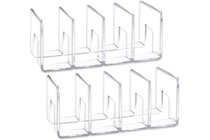 YAGELI Clear Acrylic Desk File Sorter Purse/Handbag Organizer Clutch Divider Mesh Folder Office Supplies Stand Bookshelf (3 Sections) (2Pack-4Sections)