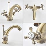 Milano Elizabeth Traditional Mono Basin Mixer Tap Crosshead Handles Brushed Gold view 4