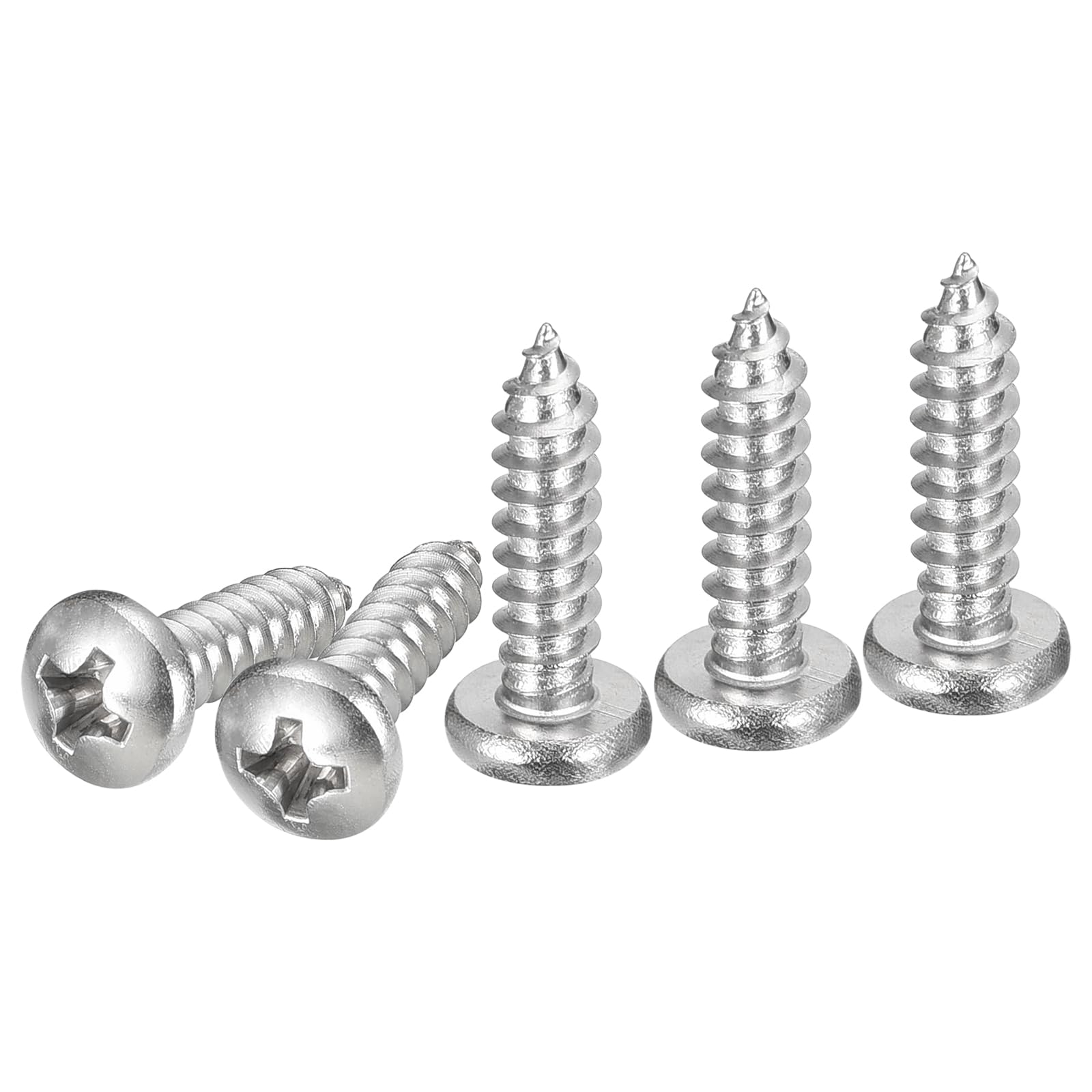 DTGN #8x5/8" Phillips Pan Head Self-tapping Screw - 100Pack - Bright Finish 304 Stainless Steel Sheet Metal Screws Wood Screws — image 1