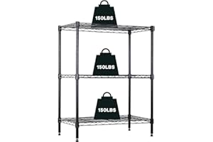 NChanmar 3-Tier Wire Shelving Unit Storage Shelves Shelf Organizer 30"x23"x12" Heavy Duty Metal Storage Rack Wire Rack NSF Height Adjustable for Laundry Bathroom Kitchen Garage Shelving(Black)