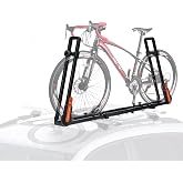 TOOENJOY Rooftop Bike Rack for Car SUV, Upright Roof Mount Bicycle Rack with 2 Arms for Movable Crossbar, 1 Bike Carrier