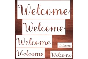 REOLAN Large Welcome Stencils for Painting - 6 Pack Welcome Stencil Templates for Painting on Wood, Reusable Letter Stencils for Chalkboard Wood Crafts Signs & Home Front Door Mat Decorations