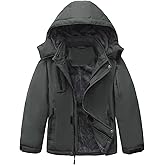 HOOD CREW Boy’s Winter Coat Waterproof Ski Jacket Kids Warm Fleece Windproof Snowboard Jackets with Detachable Hood