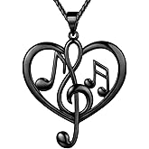 beautlace Women's Musical Note Necklace Silver/18K Gold Black Gun Plated Treble Clef Music Note Jewelry Gifts for Music Lover