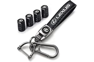 PREBALLS for Lexus Keychain, 4PCS Tire Valve Caps and Car Keyring Combo for Lexus RX ES GS LS NX RS GX LX RC LC RX350 is250 GX460, Auto Accessories, Black